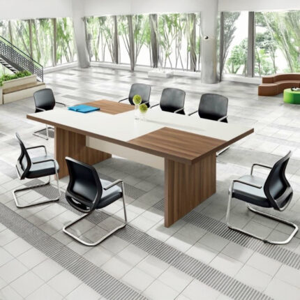 Rectangular meeting table beige
